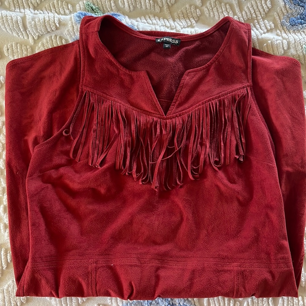 Express faux suede red dress